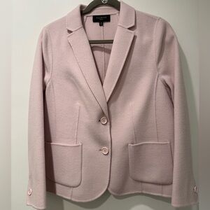 Talbots Light Pink Wool Blend Blazer Jacket 2-Button Front Pockets Sz 12P